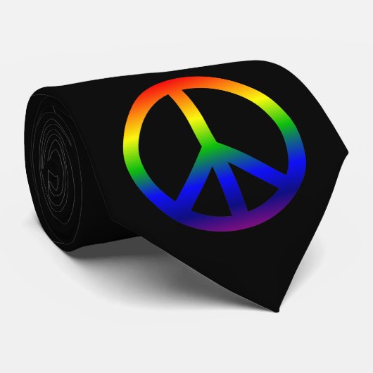 Rainbow Peace Symbol Krawatte (Gerollt)