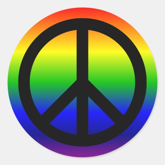 Rainbow Peace Symbol Runder Aufkleber (Vorderseite)