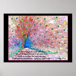 Rainbow Peacock Art Isaiah 41:10 Print Poster