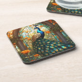 Rainbow Peacock Beverage Coaster Set Getränkeuntersetzer (Linke Seite)