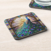 Rainbow Peacock Beverage Coaster Set Getränkeuntersetzer (Linke Seite)