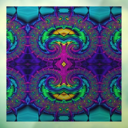 Rainbow Peacock Fraktal Swirl farbiges Glas Look Fensteraufkleber (Blatt 3)