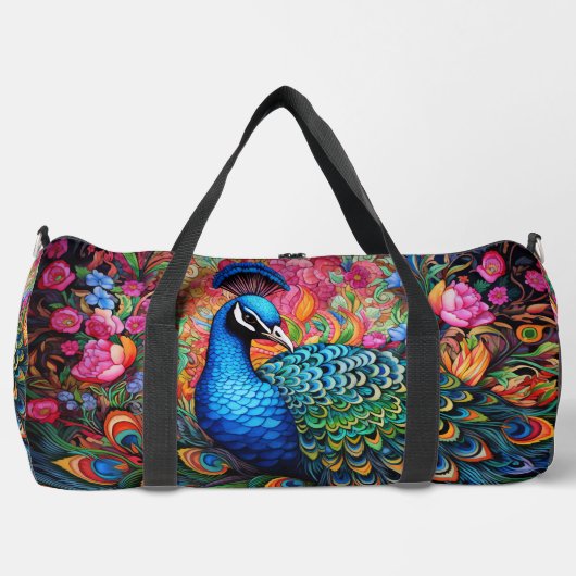 Rainbow Peacock Large Duffel Bag Duffle Bag (Vorderseite)
