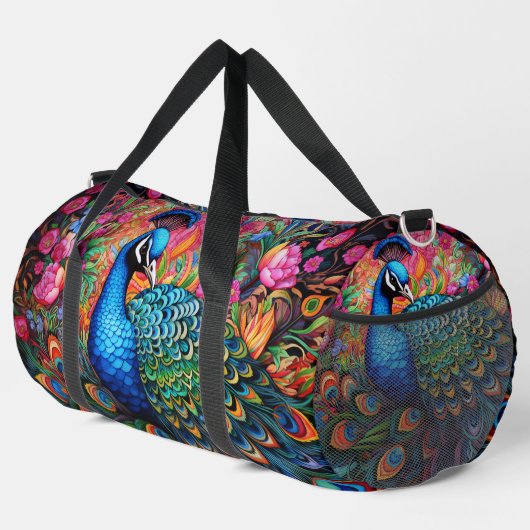 Rainbow Peacock Large Duffel Bag Duffle Bag (Rechte Ecke)