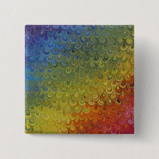 Rainbow Peacock Marble Button (Vorderseite)