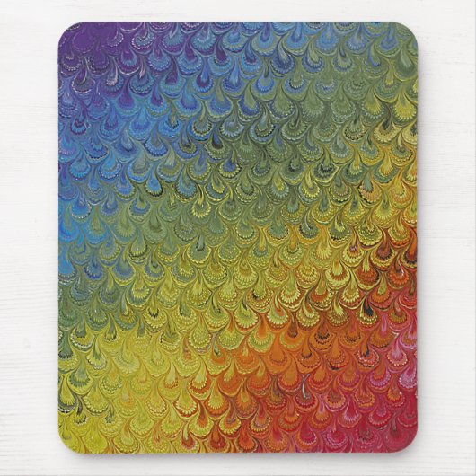 Rainbow Peacock Marble Mousepad (Vorne)