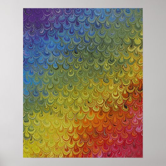 Rainbow Peacock Marble Poster (Vorne)