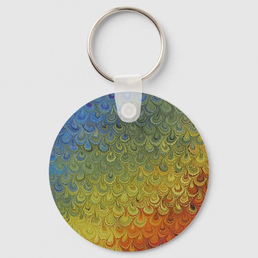 Rainbow Peacock Marble Schlüsselanhänger (Vorderseite)