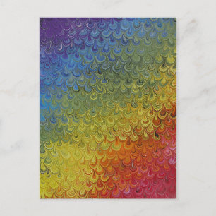 Rainbow Peacock Painted Marmor Paper Postkarte