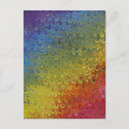 Rainbow Peacock Painted Marmor Paper Postkarte (Vorderseite)