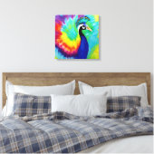 Rainbow Peacock Stretched-Leinwand Leinwanddruck (Insitu (Schlafzimmer))