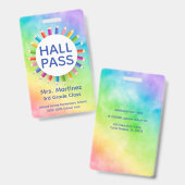 Rainbow Pencies Classroom Hall Pass Abzeichen Ausweis (Vorder- & Rückseite)