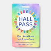 Rainbow Pencies Classroom Hall Pass Abzeichen Ausweis (Vorderseite)