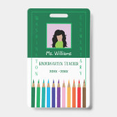Rainbow Pencies Kindergarten Lehrer-ID-Abzeichen Ausweis (Front)