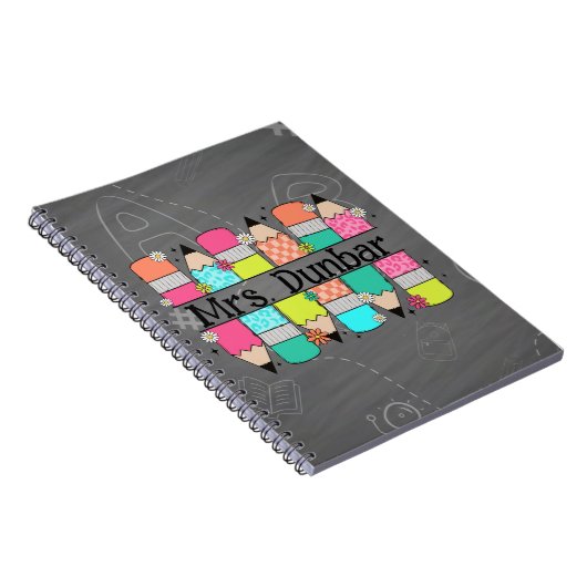 Rainbow-Pencil-Chalkboard-Lehrer zurück zur Schule Notizblock (Rechte Seite)