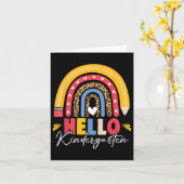 Rainbow Pencil Leopard Hallo Kindergarten Zurück Karte (Gelbe Blume)