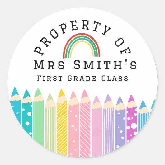 Rainbow pencil Property Of Classroom Sticker Rain (Vorderseite)
