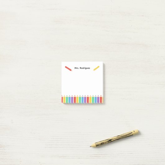 Rainbow Pencil Teacher Crayons Post-it Klebezettel (Auf Schreibtisch)