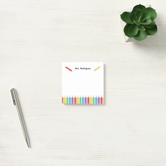 Rainbow Pencil Teacher Crayons Post-it Klebezettel (Büro)