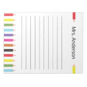 Rainbow Pencil Teacher Notepad Notizblock (Vorderseite)