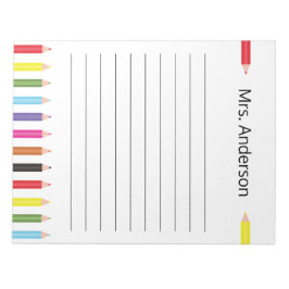 Rainbow Pencil Teacher Notepad Notizblock