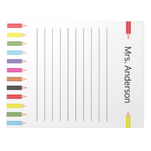 Rainbow Pencil Teacher Notepad Notizblock (Vorderseite)