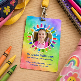 Rainbow Pencils Foto Student ID Abzeichen Ausweis
