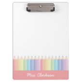 Rainbow Pencils Personalisiert Teacher Klemmbrett (Vorderseite)