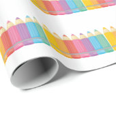 Rainbow Pencils verpacken Papier zurück in die Sch Geschenkpapier (Rolleneckpunkt)