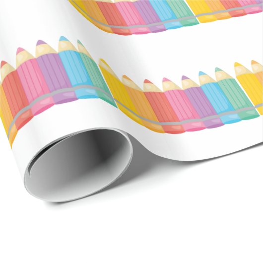 Rainbow Pencils verpacken Papier zurück in die Sch Geschenkpapier (Rolleneckpunkt)