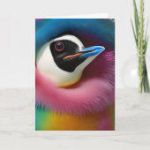 Rainbow Penguin Colorful Fuzzy Bird Fantasy Animal Karte (Vorderseite)