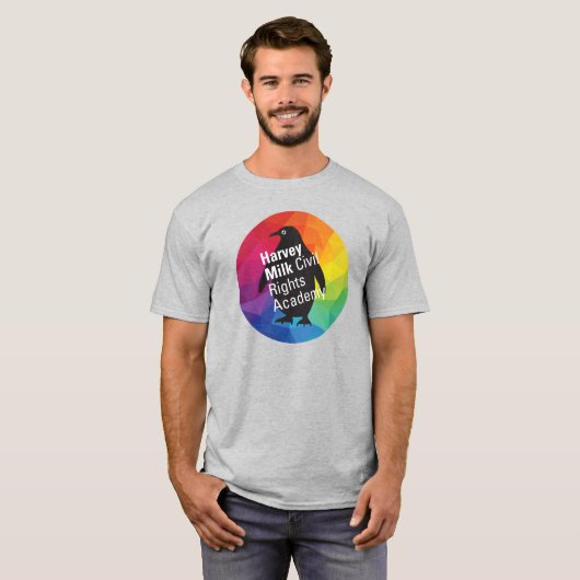 Rainbow Penguin - Erwachsener Regular Fit, Grau T-Shirt (Vorne ganz)