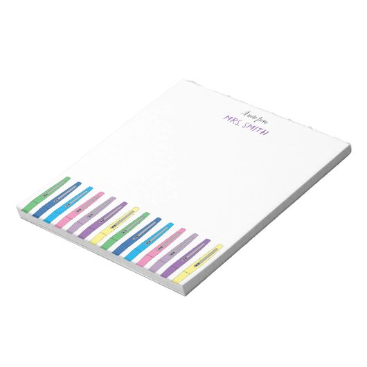 Rainbow Pens Personalisiert Teacher Notepad Notizblock (Rotiert)