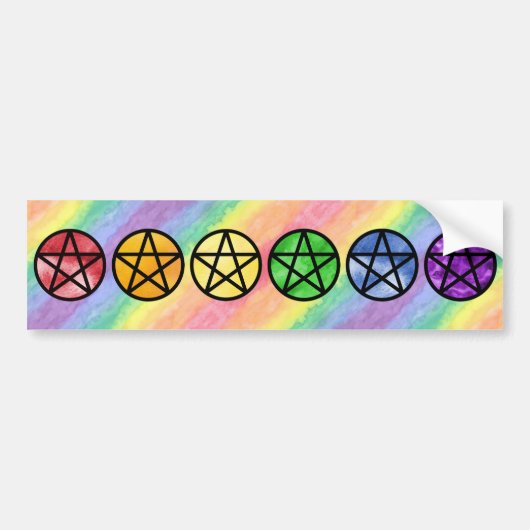 Rainbow Pentagramm Autoaufkleber (Vorne)