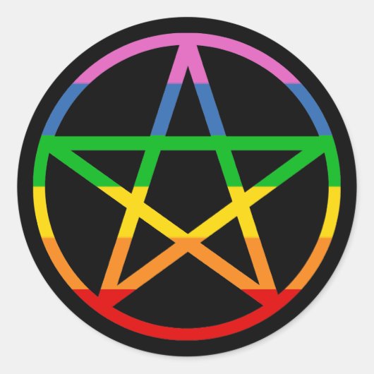 Rainbow Pentagramm Runder Aufkleber (Vorderseite)