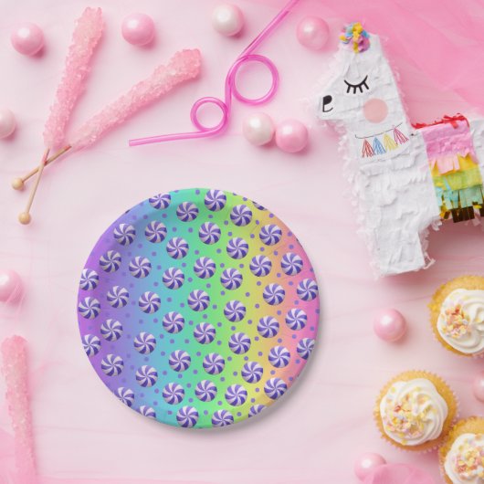Rainbow Peppermint Candy Paper Tellers Pappteller (Party)