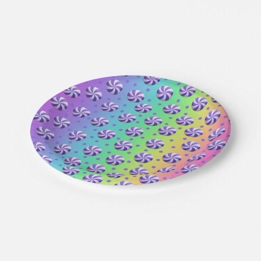 Rainbow Peppermint Candy Paper Tellers Pappteller (Schrägansicht)