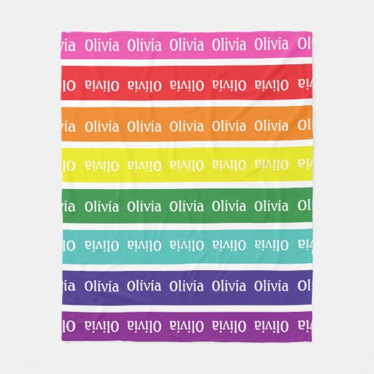 Rainbow Personalisiert Kids Name Blanket Geschenk Fleecedecke (Vorderseite)