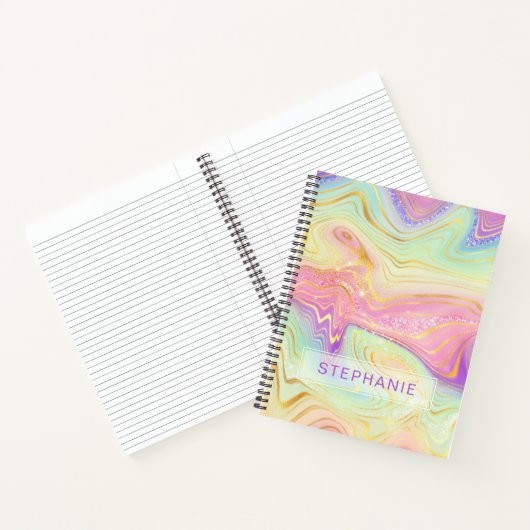 Rainbow Personalisiert Marble Strata Notizblock (Innenseite)