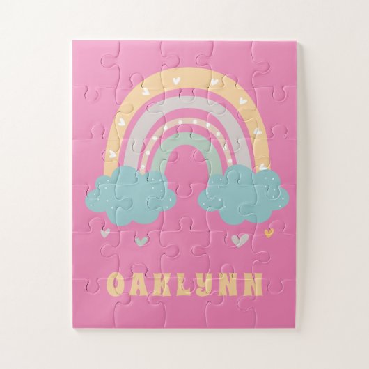 Rainbow Personalisiert Name Girls Puzzle (Vertikal)