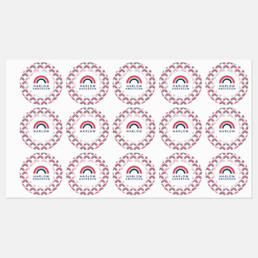 Rainbow Personalisiert Name School Etiketten (Blatt)