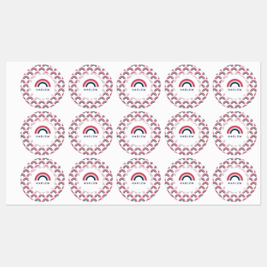 Rainbow Personalisiert Name School Etiketten (Blatt)