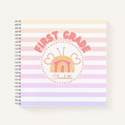 Rainbow-Personalisiert-Notebook der ersten Klasse Notizblock (Vorderseite)
