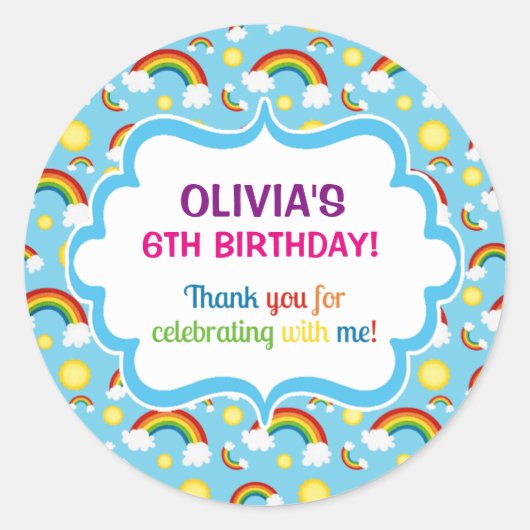 Rainbow personalisierte personalisierte niedliche runder aufkleber (Vorderseite)