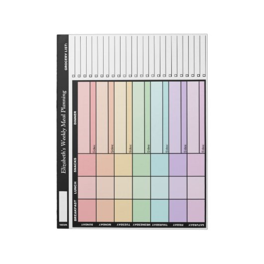 Rainbow Personalisierten Weekly Meal Planning Note Notizblock (Rotiert)