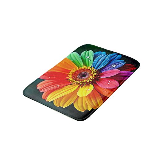 Rainbow Petal Flower Art Badematte (Schrägansicht)