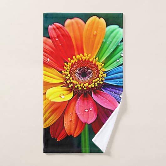 Rainbow Petal Flower Art Badhandtuch Set (Handtuch)