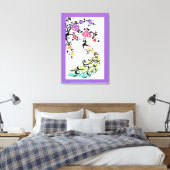Rainbow Pfau & Kirschblüten lila Grenze Leinwanddruck (Insitu (Schlafzimmer))