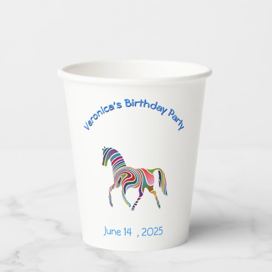 Rainbow-Pferd - Geburtstagsparty Pappbecher (Vorderseite)