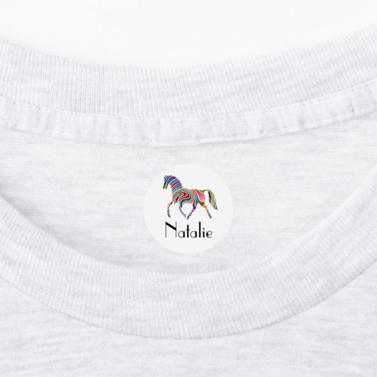 Rainbow-Pferd - Ihr Name Etiketten (Befestigt)